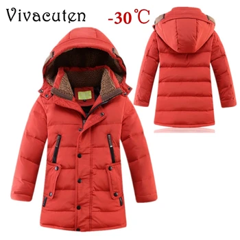 

-30 Degrees Thick White Duck Down Jackets for Boys Long Windproof Warm Coats Kids Hooded Casual Down Jacket Teens Winter Clothes