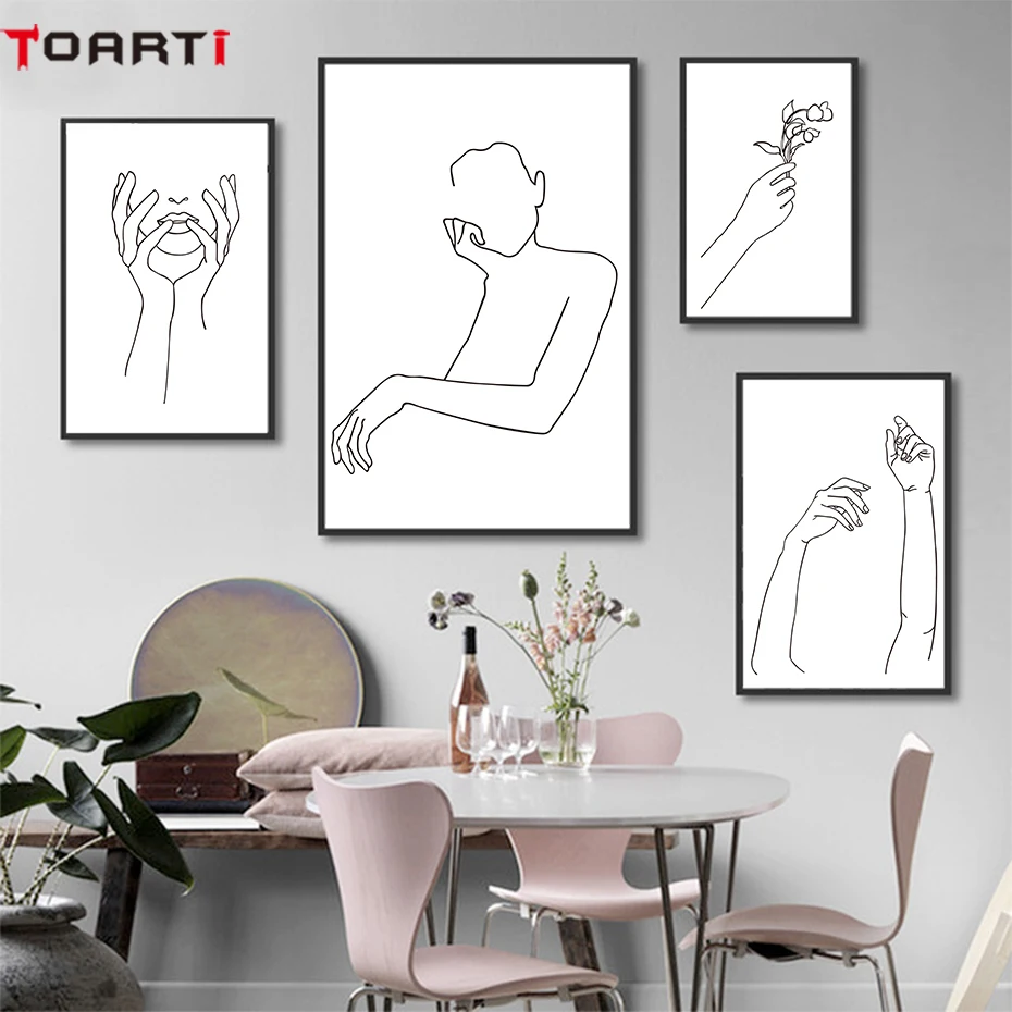 

Abstract Canvas Painting Women Body Line Drawing Poster And Prints Modular Wall Picture Home Decor Minimalist Wall Art Murals
