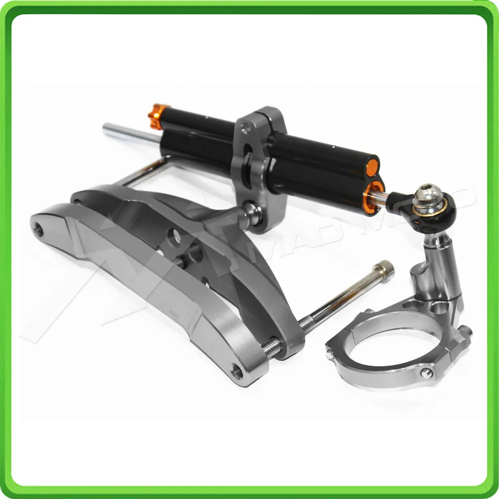 For Yamaha FZ1 Fazer 2006 2007 2008 2009 2010 2011 2012 2013 2014 2015 2016 2017 Steering Damper & Bracket Mount Kit Black&Gray (4)