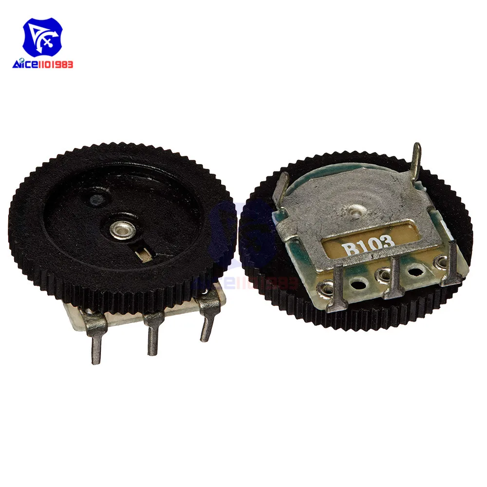 

1 Piece Volume Wheel Gear Potentiometer B103 10K Ohm 3-Pin Single Linear Dial Wheel Potentiometer Stereo Volume Level Control