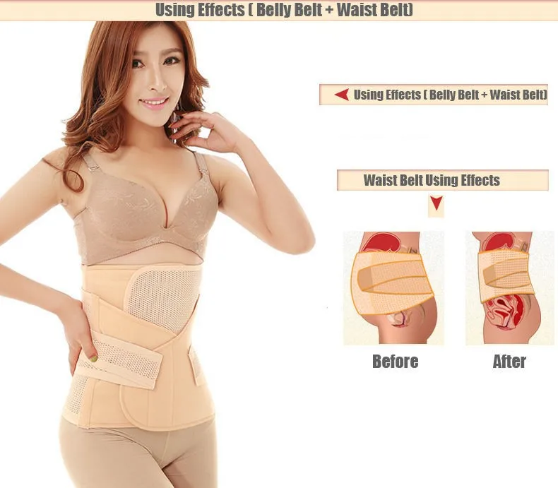 3in1 Belly/Abdomen/Pelvis Postpartum Belt Body Recovery Shapewear Belly Slim Waist Cinchers Breathable Waist Trainer Corset