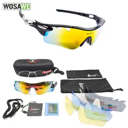 WOSAWE 5 цветов Объективы Сменные поляризованные солнцезащитные очки Велоспорт Для мужчин спортивные очки бег Рыбалка велосипед очки PC очки