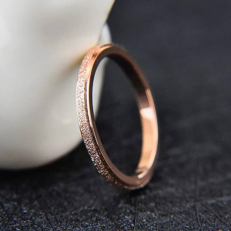 Новое поступление, Винтажное кольцо 2 мм из матовой титановой стали, розовое золото, обручальные кольца, ювелирные изделия для женщин, Anneau BXJ001