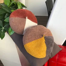 Модные береты, Осень-зима, новые, имитация мохера, мех, берет, Корейская версия, кепка художника, шляпа художника, дикие шапки с помпоном