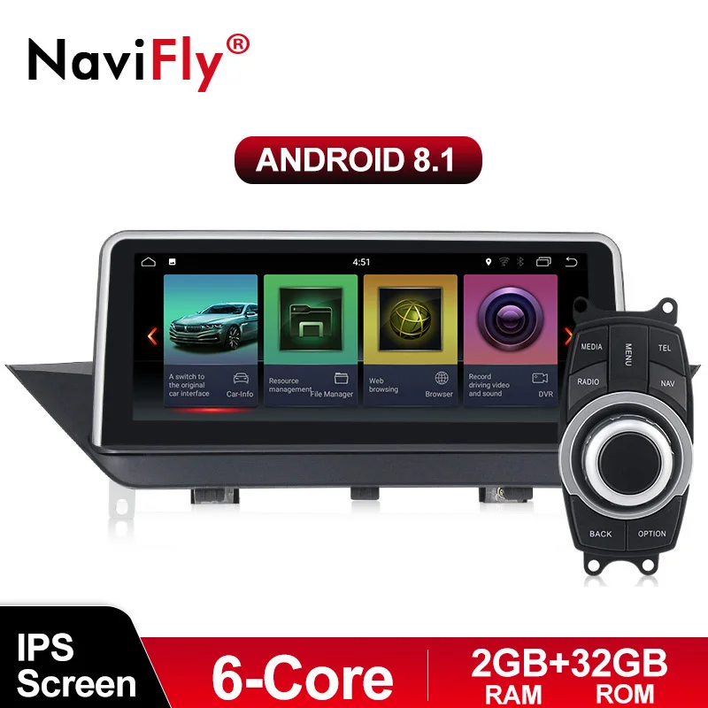 

NaviFly 6 core 3+32 PX6 Android 8.1 car multimedia player for BMW X1 E84 2009-2015 Without screen or CIC 10.25 inch IPS screen