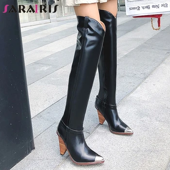 

SARAIRIS Over The Knee Boots Woman Autumn Winter Fashion Strange High Heels Pointed Toe Ladies Boots Woman Big Size 34-44