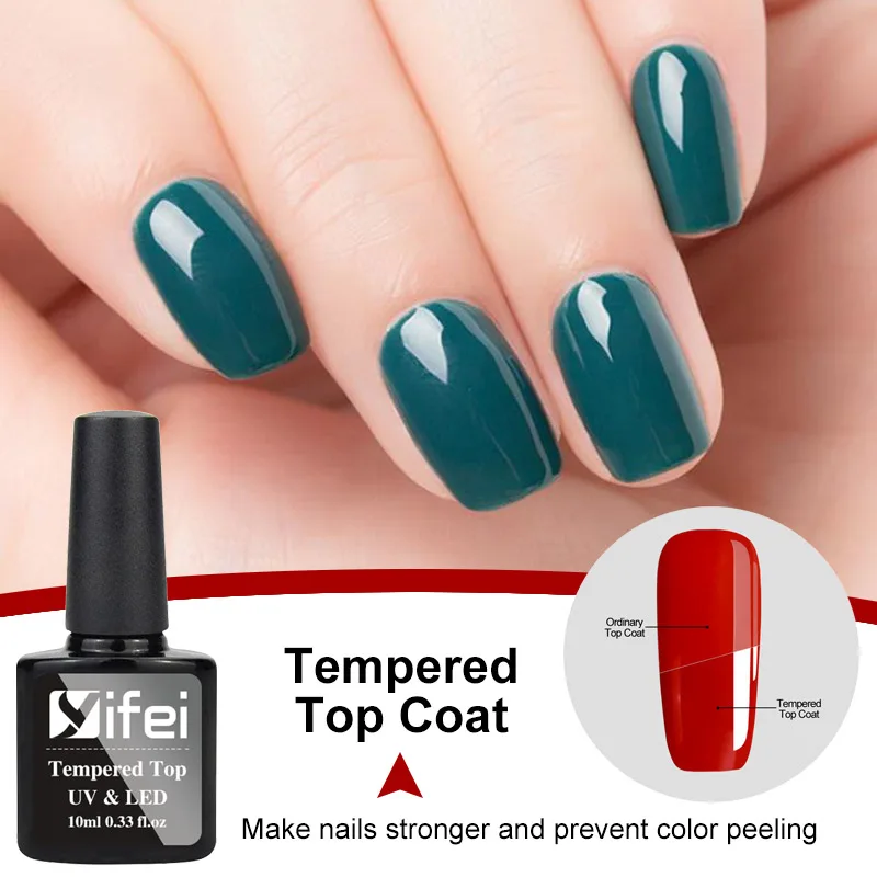 

YIFEI Tempered Top Coat 10ML Soak Off Nail Gel Polish No Wipe Soak Off Color Base Gel Varnish Lacquer Nail Designs Wipe Off