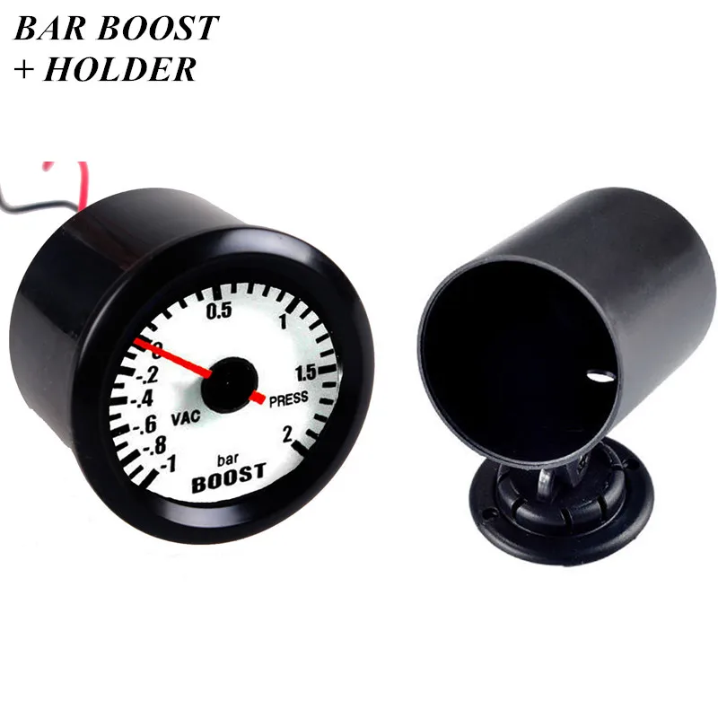 EE support 2" 52mm Black Shell White Screen Car Clock Pointer Bar Turbo