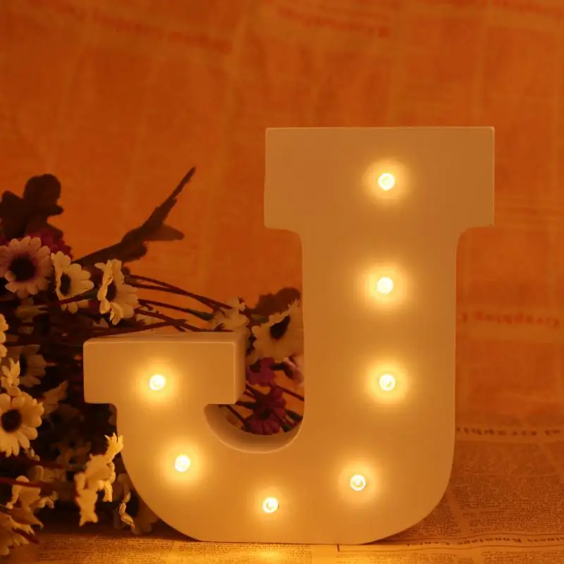 White Wooden Letter LED Marquee Sign Alphabet Light Wall ...