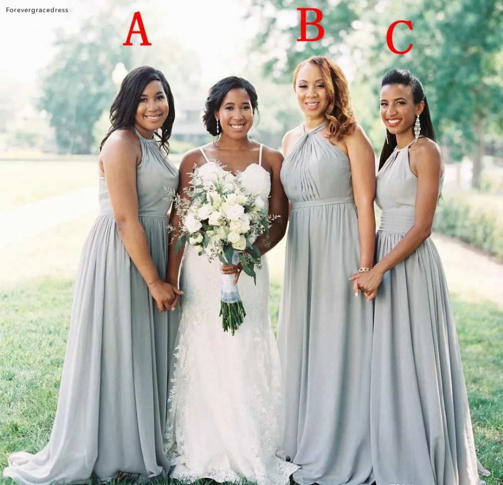 Cheap Summer Beach Bohemian Chiffon Bridesmaid Dresses 2019 Floor Length Maid Of Honor Gowns Plus Size Mixed Styles BM0653  72 (2)