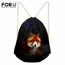 FORUDESIGNS/крутые мужские сумки на шнурке с принтом лисы, повседневные маленькие повседневные сумки для хранения, детские школьные сумки, дорожные пляжные сумки