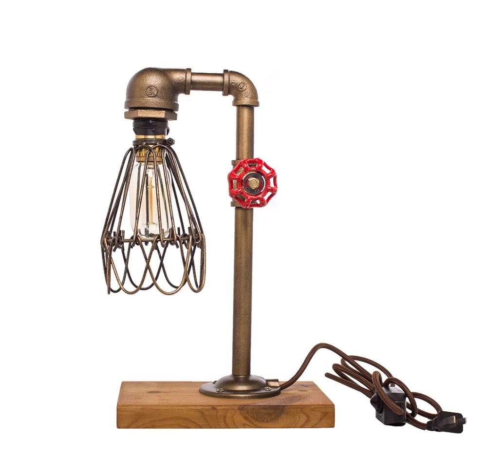 

American Vintage Edsion Lamp Punk Bar Pipe Office Light Art Cafe Water Pipe Light E27 Desk Light Color Bronze-FJ-DT2S-027A0