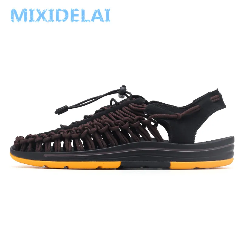 MIXIDELAI/брендовая плетеная пляжная обувь; летние сандалии; Мужская обувь; модные дизайнерские мужские сандалии; качественная удобная повседневная обувь