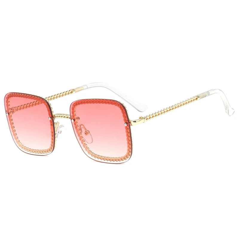 Модные детские солнцезащитные очки с металлической цепочкой и градиентной оправой, цветные солнцезащитные очки для мальчиков и девочек, защита от уф400 лучей - Цвет линз: Pink