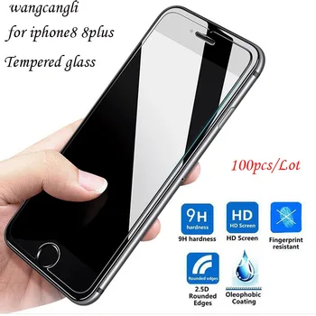

Wangcangli 100pcs For iPhone 8 8plusTempered Glass 2.5D 9H protective for iphone X Screen Protector For iPhone 8 plus cover film