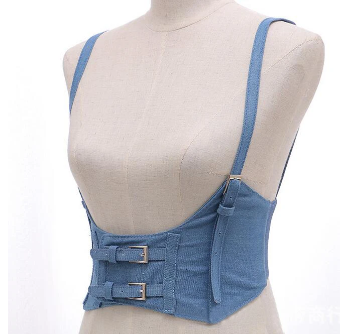New Sexy Women Push Up Bust Strap Harness Corset belts Women Casual denim Wide belt Lady Suspender accessories