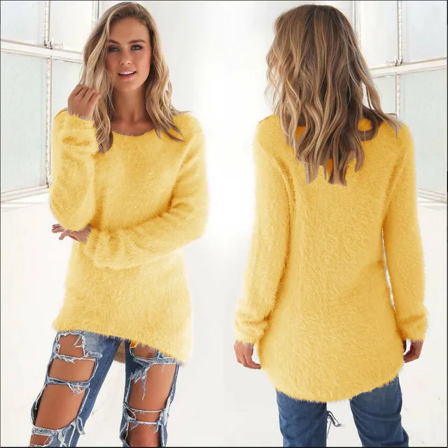 

Pullovers 2019 Autumn Winter Women's O-Neck Sweater Female Hedging Loose Pullover Casual Solid Sweaters Wholesale Drop Ship