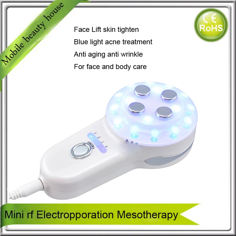 

Electroporation Mesotherapy RF Radio Frequency Skin Heating Face Lift Collagen Tightening Blue Led Beauty Machine For Acne