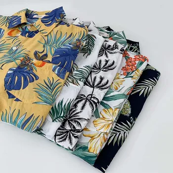 

Summer Fashion Streetwear Men Floral Shirts Casual Short Sleeve Korean Style Button Up Hawaii Casual Flower Shirt 4XL 5XL