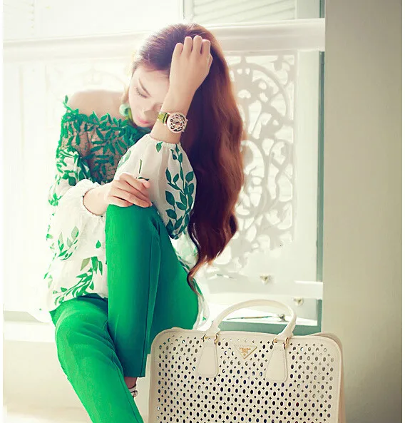  Large Size S ~Xxl Spring Vintage Ethnic Embroidery Long Sleeve Lace Blouses Splicing Green Chiffon 