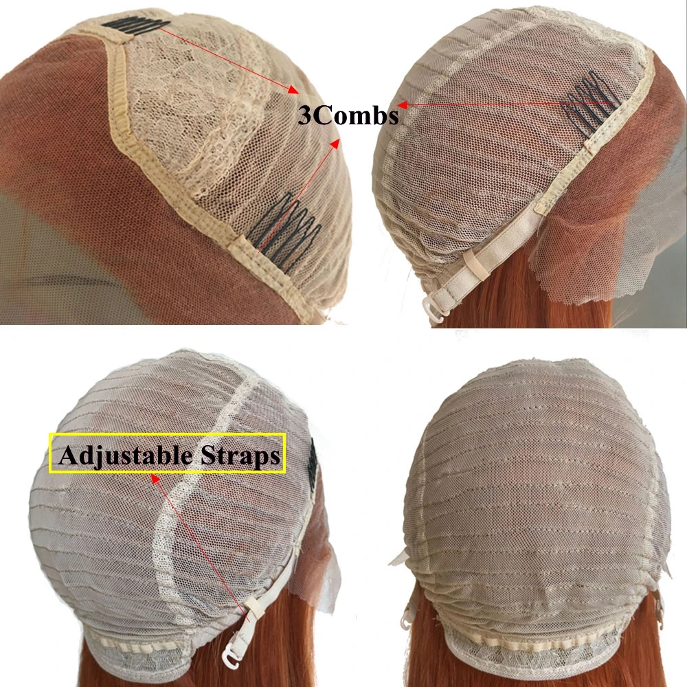 Lvcheryl Hand Tied Blonde Long Straight High Temperature Fiber Heat Resistant Glueless Synthetic Front Lace Wig For White Women