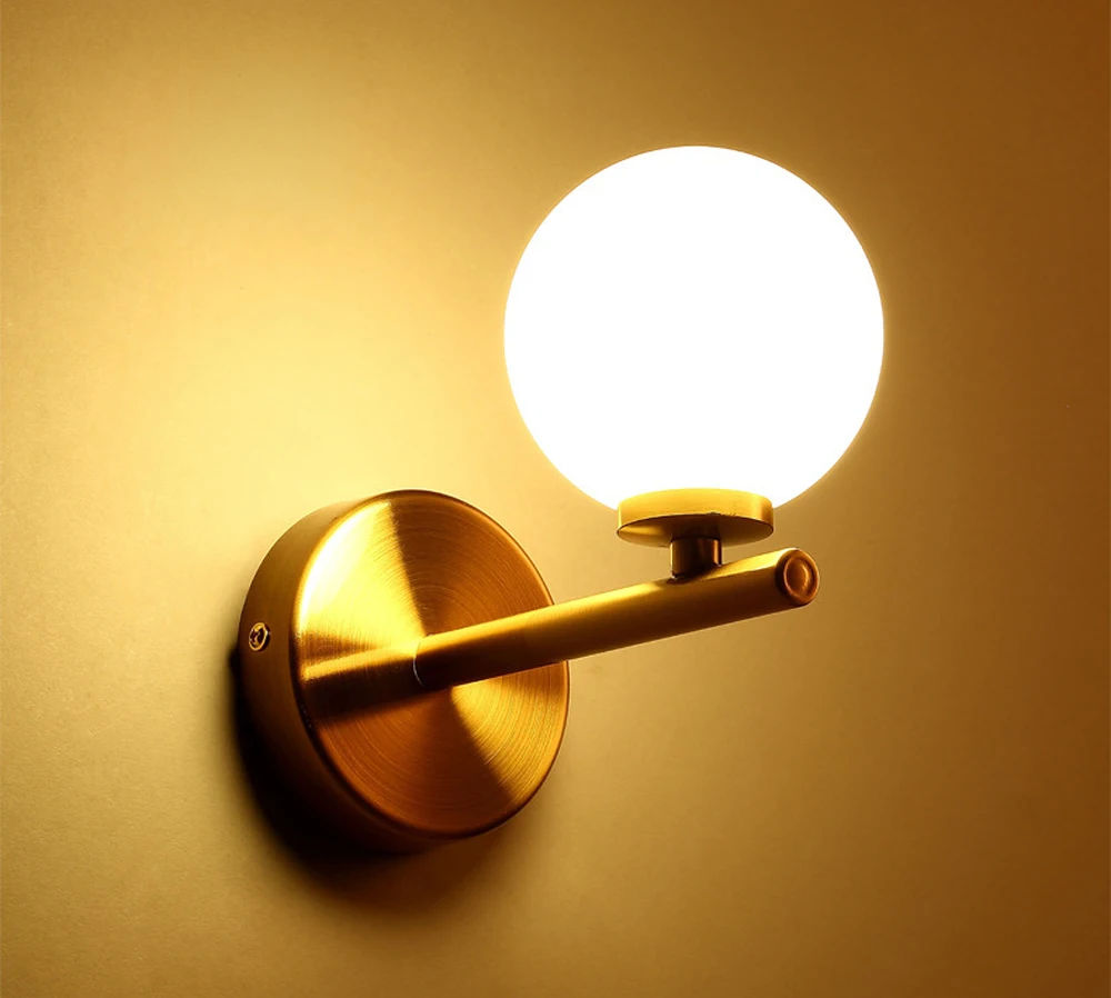 Современный светодиодный настенный светильник в скандинавском стиле с молекулярным стеклянным шаром, настенные светильники для гостиной, спальни, художественное внутреннее настенное освещение, светильник