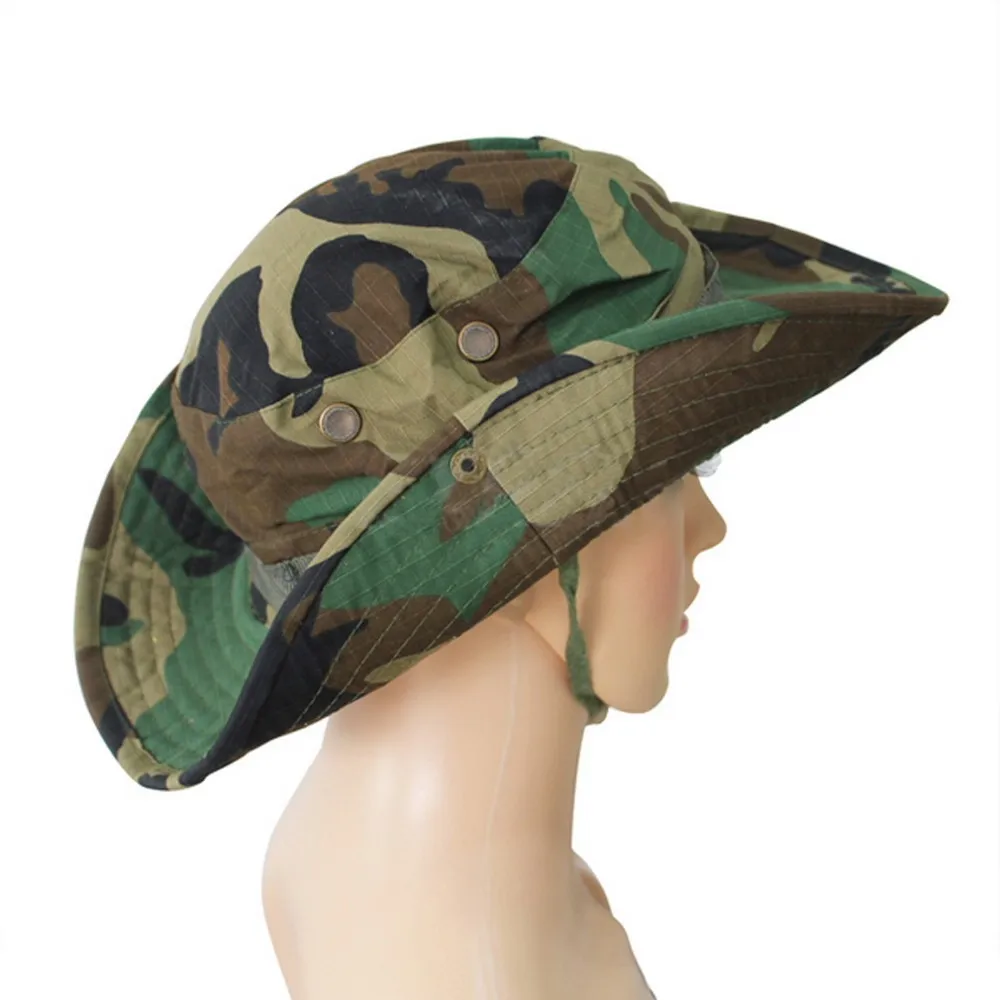 Уличные парусиновые камуфляжные шляпы с широкими с полями, Солнце Ведро Военная Панама сафари Boonie шляпы от солнца