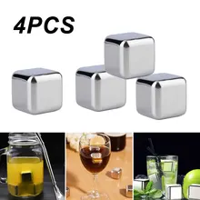 4 шт./компл. из нержавеющей стали, для виски кубики льда из камня тальковая порода многоразовые кубики для охлаждения напитков камень охладитель пива, вина