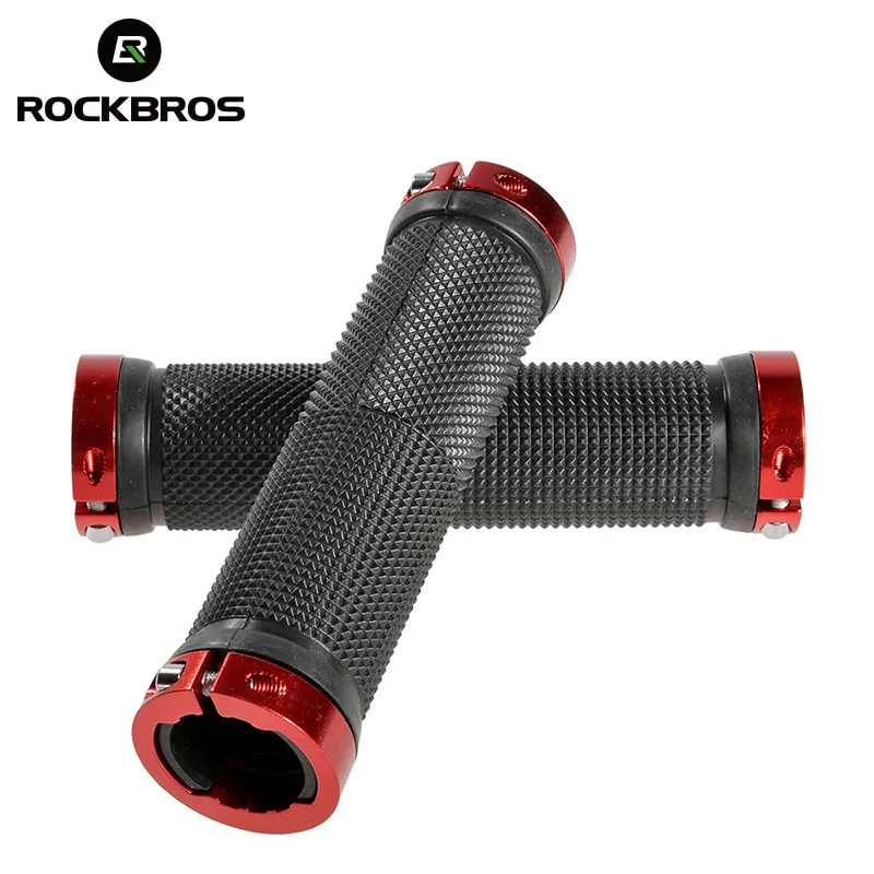 RockBros الدراجة الجبلية MTB عدم الانزلاق دراجة المقود الدراجات الدراجة ركوب خفيفة المطاط قفل على القبضات دورة أجزاء (5 الألوان)