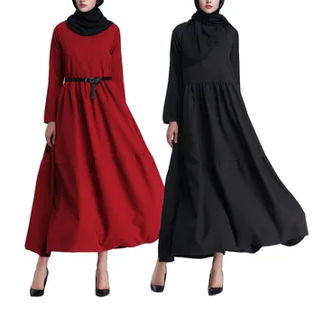 

Print Dress Cardigan Long Robe Gowns Kimono Muslim Women Islamic Pure Color Long Sleeves Plus Size Middle East Long DressY53