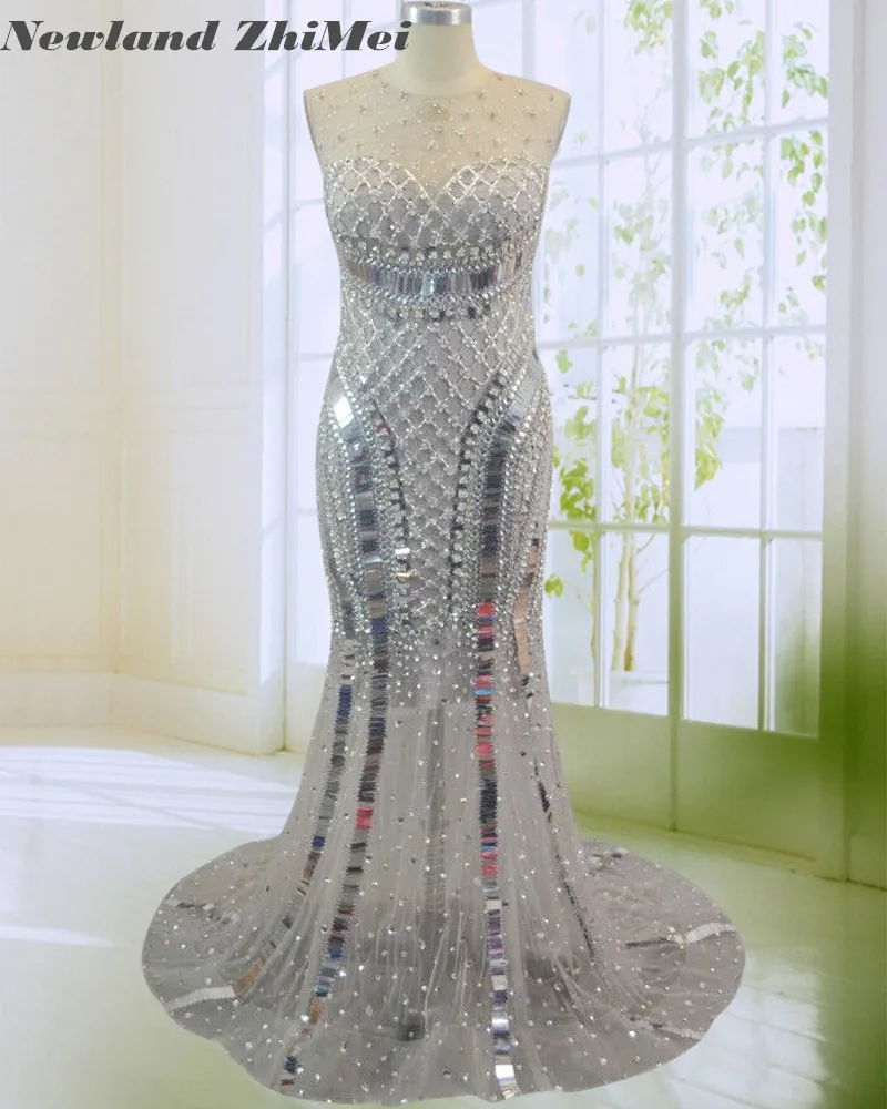 

Luxury Prom Dress 2018 New Collection See Through Handmade Stunning Crystal Sequin Tulle Woman Evening Party Gowns