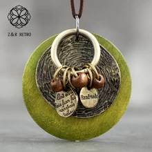 Collier rond en bois pour Femme, bijoux, chaîne de chandail, style bohème, accessoires de vêtements, 6x7cm