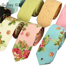 Linen Floral Skinny Ties for Men Vintage Classic Wedding Party Tie Candy Color Grooms Necktie Gravatas Vestidos Cravat
