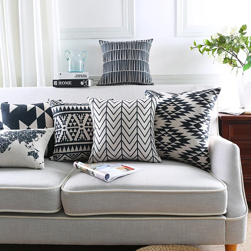 Geometric Pillow Cover Black White Cushions Covers Home Decor Azect Geometric Pillow Cover Black White Cushions Covers Home Decor Azect Abstract World Map Decorative Pillows Cases 45x45cm 30x50cm