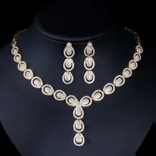 Nigeria Gold Color 2 pcs Cubic Zirconia Drop Earrings Necklace Jewelry Sets Wedding Bridal Dress Accessories Nigeria Gold Color 2 pcs Cubic Zirconia Drop Earrings Necklace Jewelry Sets Wedding Bridal Dress Accessories
