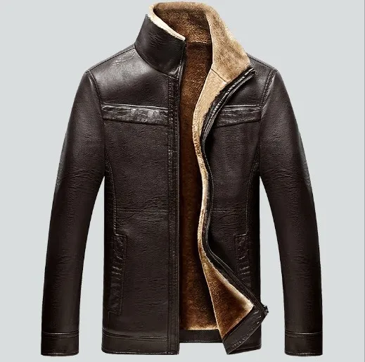 Для Мужчин's осень-зима Костюмы Искусственная кожа теплая флисовая куртка PU Кожаные куртки Для мужчин S Бизнес повседневные пальто мужские