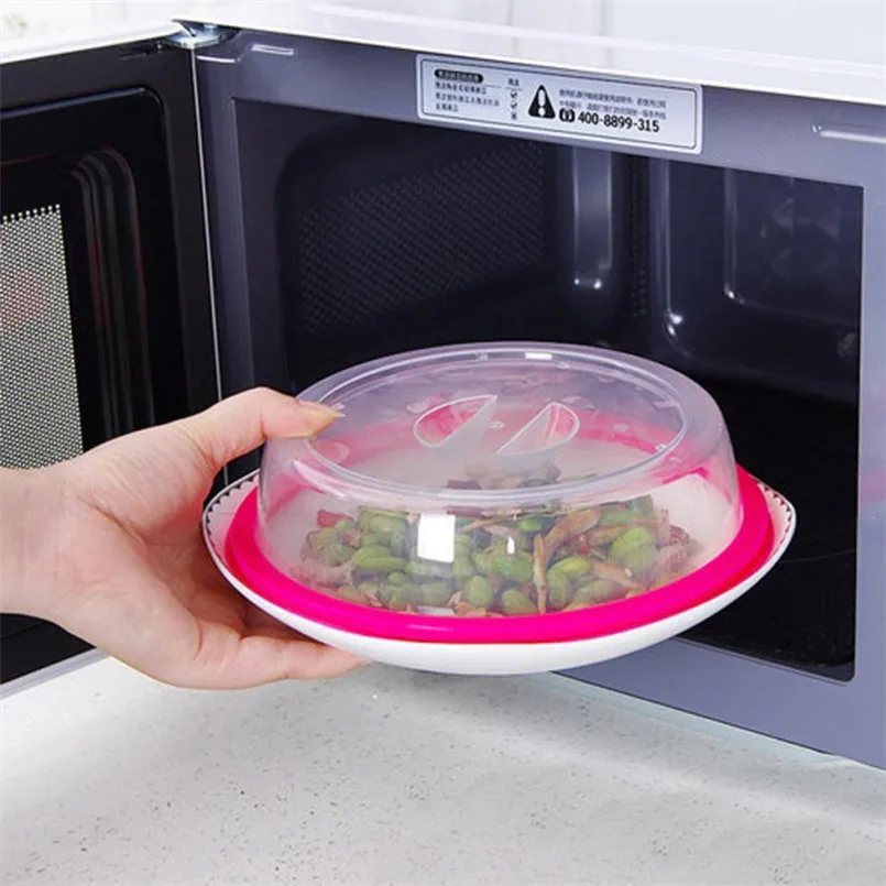 

Healthy 2017 Microwave Food Cover Plate Vented Splatter Protector Clear Kitchen Lid Safe Vent Food-grade PP Plastic B