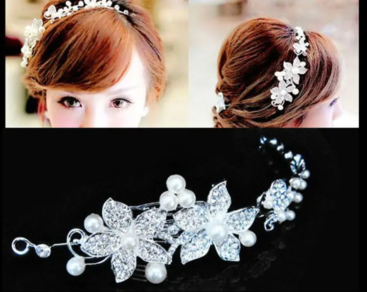Корейское свадебное платье с повязкой аксессуары для волос лоза белый кристалл невесты головной убор ручной невесты украшения для волос лоб