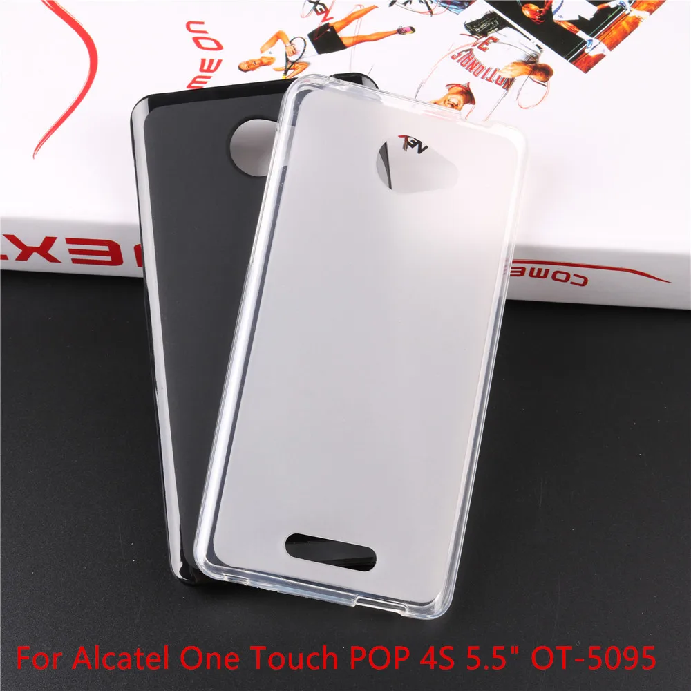 Чехол-накладка из мягкого ТПУ для Alcatel POP4S OT5095 ультра тонкий прозрачный