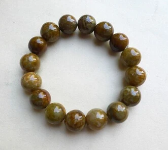

xd 00814 Certified A Grade Jade (Brown Jadeite) 14mm Beads Bracelet