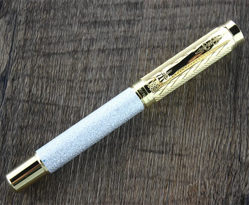 

DIKA WEN 8026 Luxury Scrub Silver Roller ball Pen High Quality Metal Steel Ballpoint Pens with Gift Case Office Supplies Gifts
