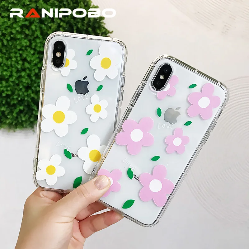 

Transparent Summner Flower Soft TPU Phone Cases For iPhone X 6 6S XS XR XS Max Clear Ultra Thin Back Cover For iPhone X 7 8 Plus