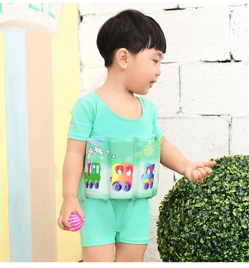 2017 Brand New Quick-drying Kids Buoyant Swimsuit Baby Boy& Baby Girls Siamese Floating Body Swimsuit Removable Float Swimwear13