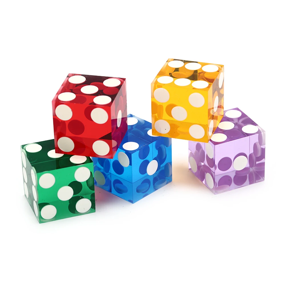 2018 5PCS 19mm Acrylic precision dice transparent dice six sided sharp straight corners dice 5 Colors