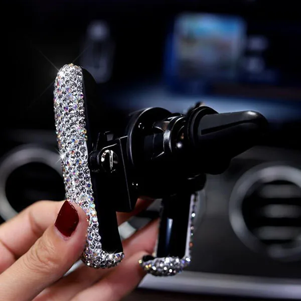 Strass de Cristal Suporte do Telefone do Carro para o Iphone Universal Smartphone Telefone Móvel Suporte Auto ar Vent Montar Titular 17 Suporte p GPS