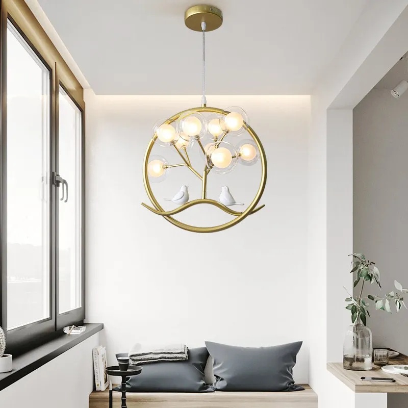  Bird cage ring chandelier Lamp Nordic Design Tree Branch Chandelier Indoor home Kitchen Dining room - 33023365442