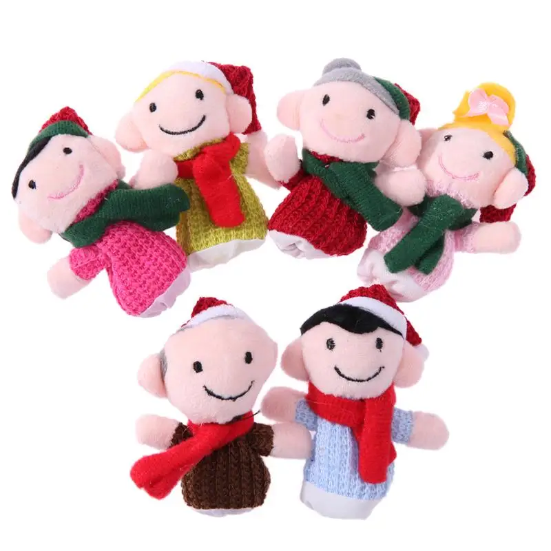 6pcs/Lot Characters Finger Puppets Set Educational Family Hand Puppet