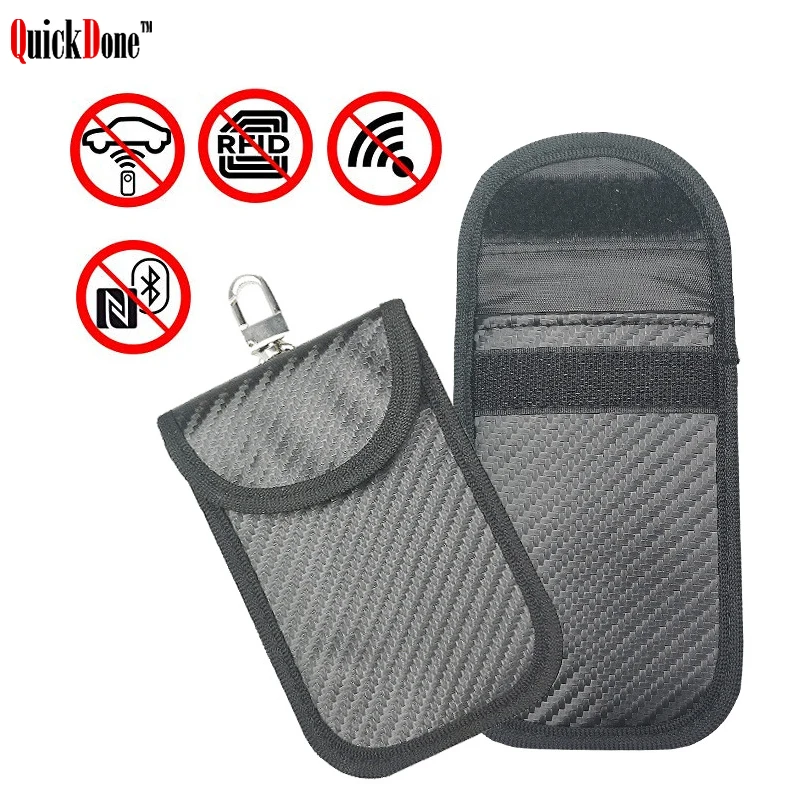

Faraday PU Cloth Car Key Case Card Holder RFID Signal Shielding Sleeve Anti-Scanning Anti-magnetic Keys Cards Organizer DK0493