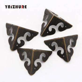 

31*31mm 4Pcs Case Box Corners For Furniture Decor Triangle Flower Side,Wooden Box Corner,Bronze Tone