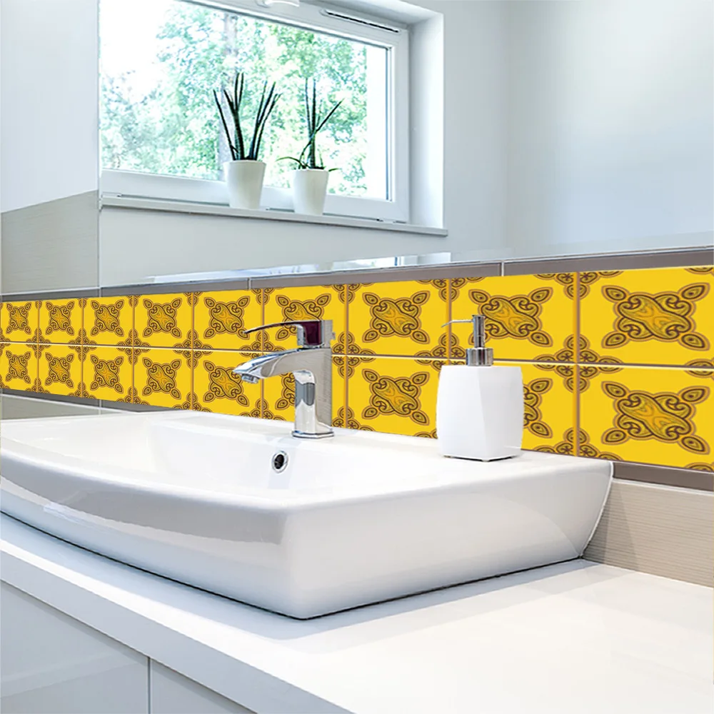 

Mediterranean Style Tile Wallpaper Wall Stickers for Decoration Self- Adhesive Waterproof PVC Wall Stickers CZ034